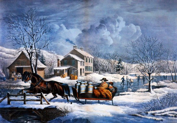 New England om vinteren af Currier and Ives