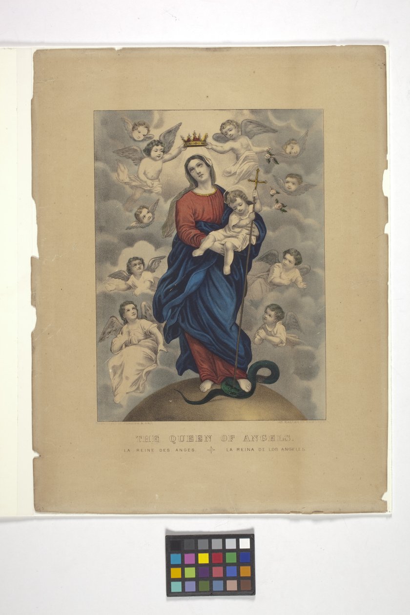 Queen Of Angels (håndfarvet litografi) af N. and Ives J.M. (1824 95) Currier
