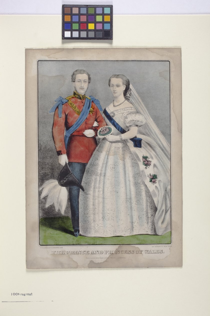 Prinsen og prinsessen af Wales (håndfarvet litografi) af N. and Ives J.M. (1824 95) Currier