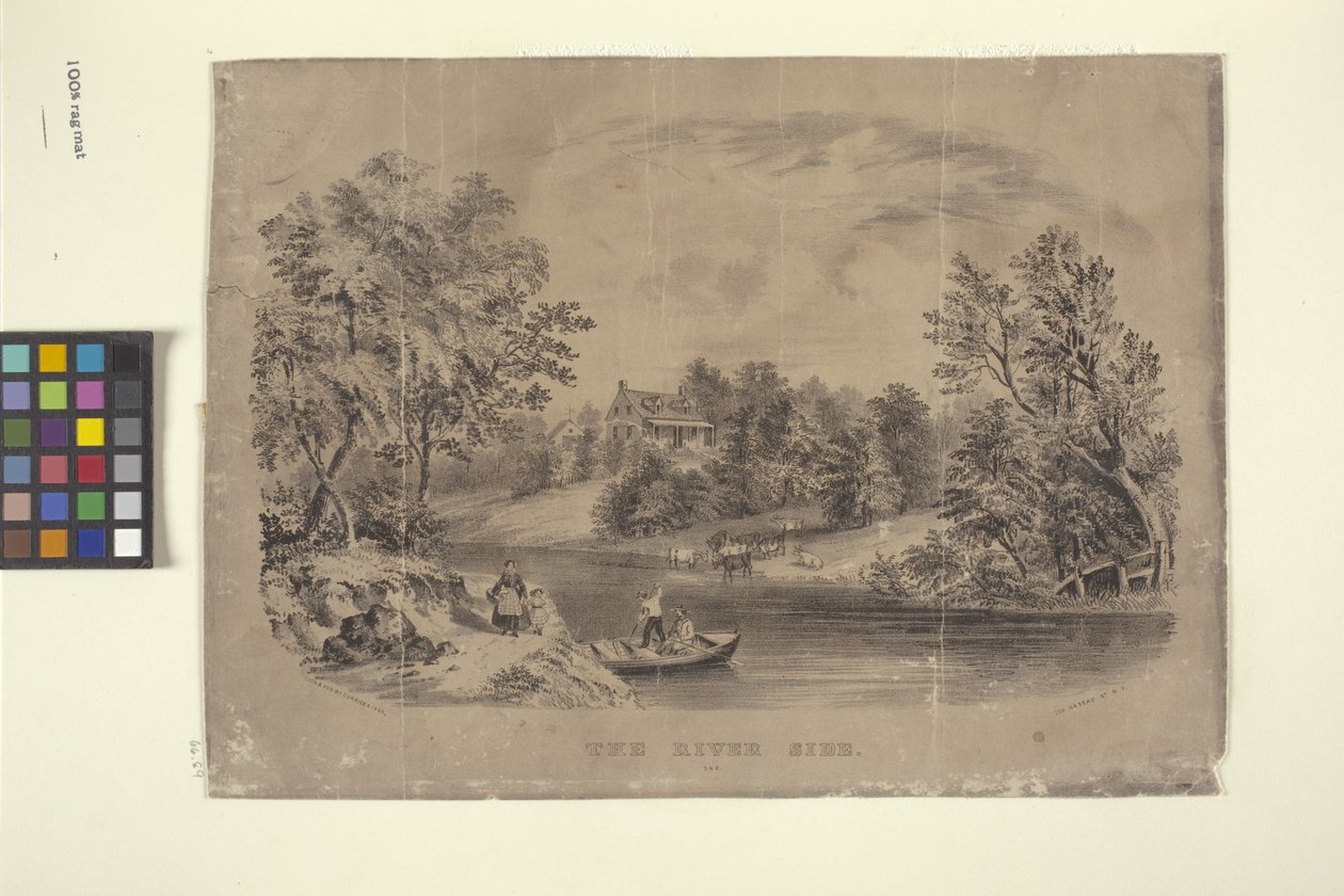 The River Side (litografi) af N. and Ives J.M. (1824 95) Currier