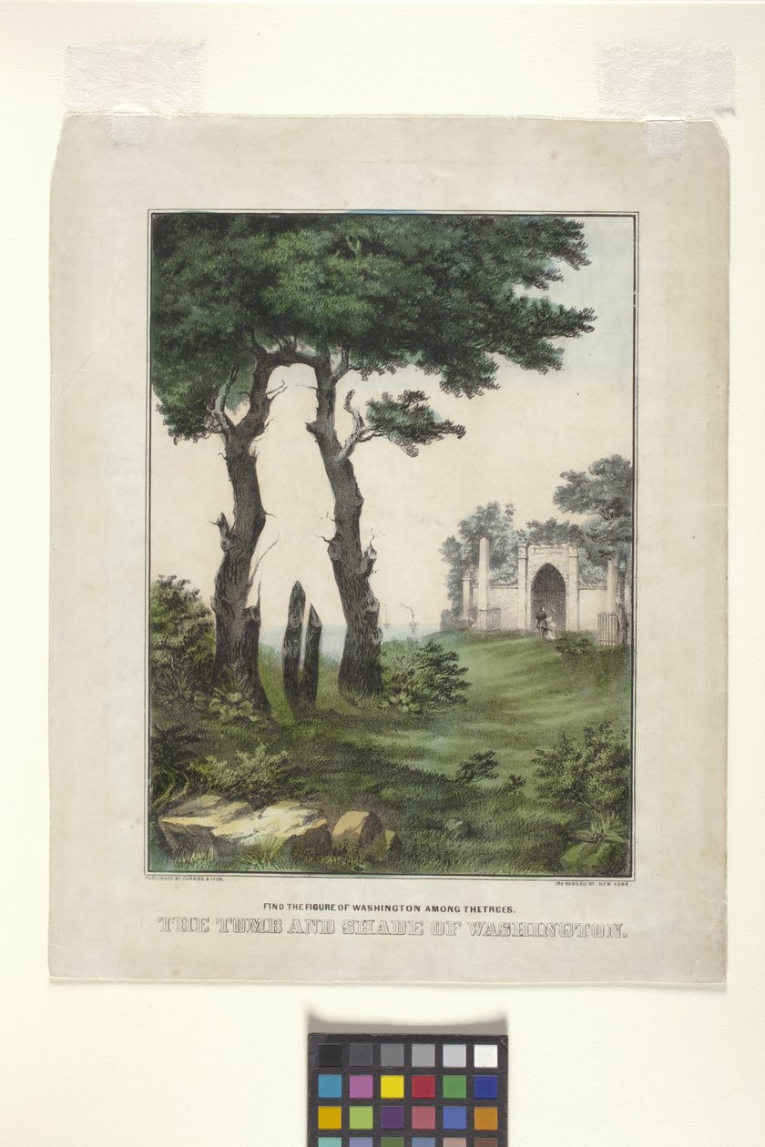 The Tomb And Shade Of Washington (håndfarvet litografi) af N. and Ives J.M. (1824 95) Currier