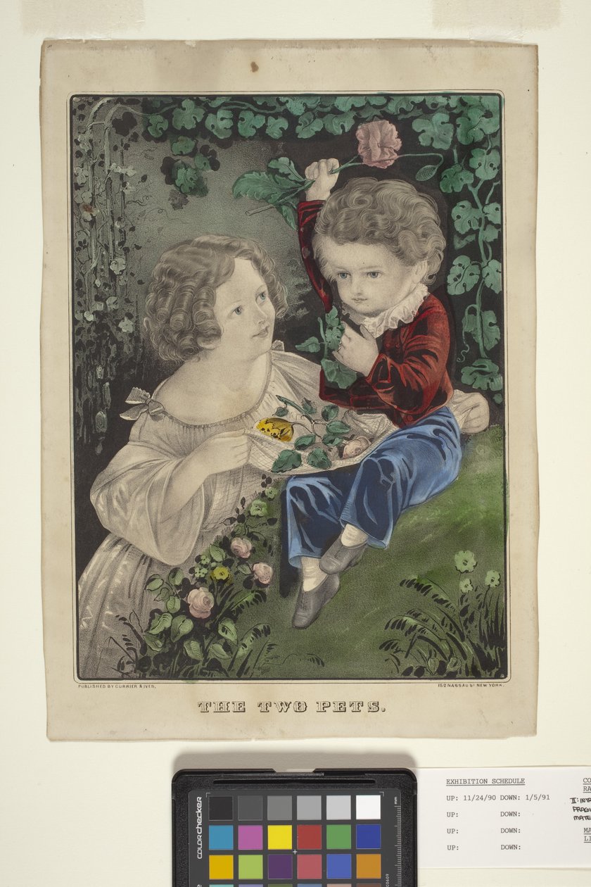 De to kæledyr (håndfarvet litograf) af N. and Ives J.M. (1824 95) Currier