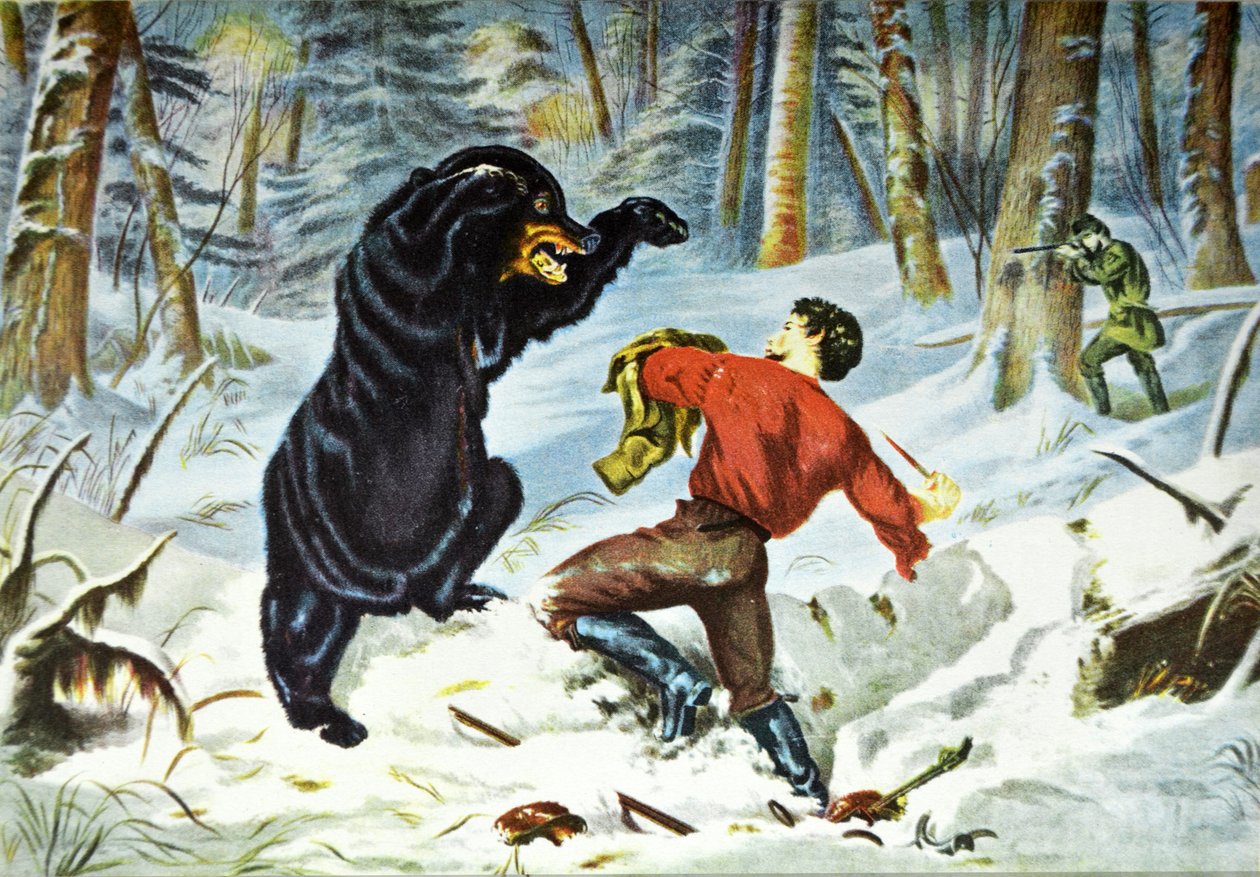 Currier & Ives Illustration 1800-tallet. En jægers liv. Et stramt fix. af N. and Ives, J.M. Currier