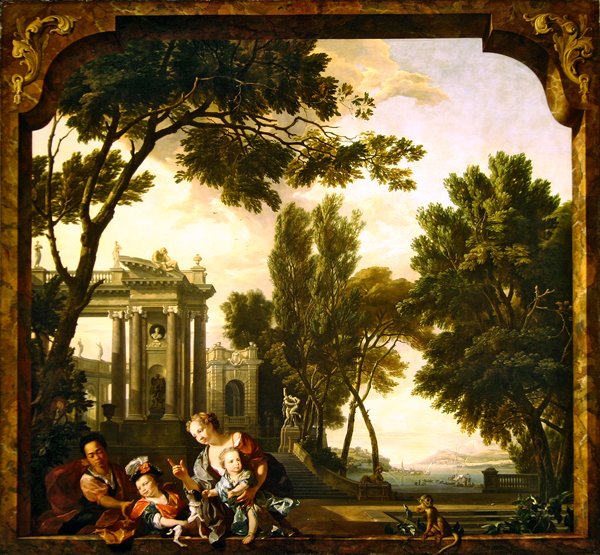 The Five Senses - Touch (olie på lærred) af N. and Moucheron I. de Verkolje