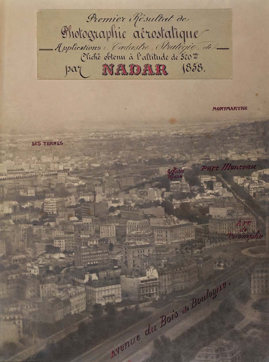 Luftfoto af Paris, ca. 1868 af Nadar