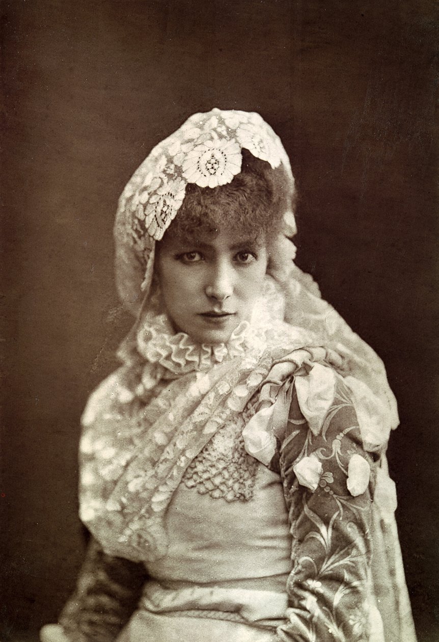 Sarah Bernhardt (1844-1923) i rollen som Marion Delorme på Porte Saint-Martin Theatre af Nadar