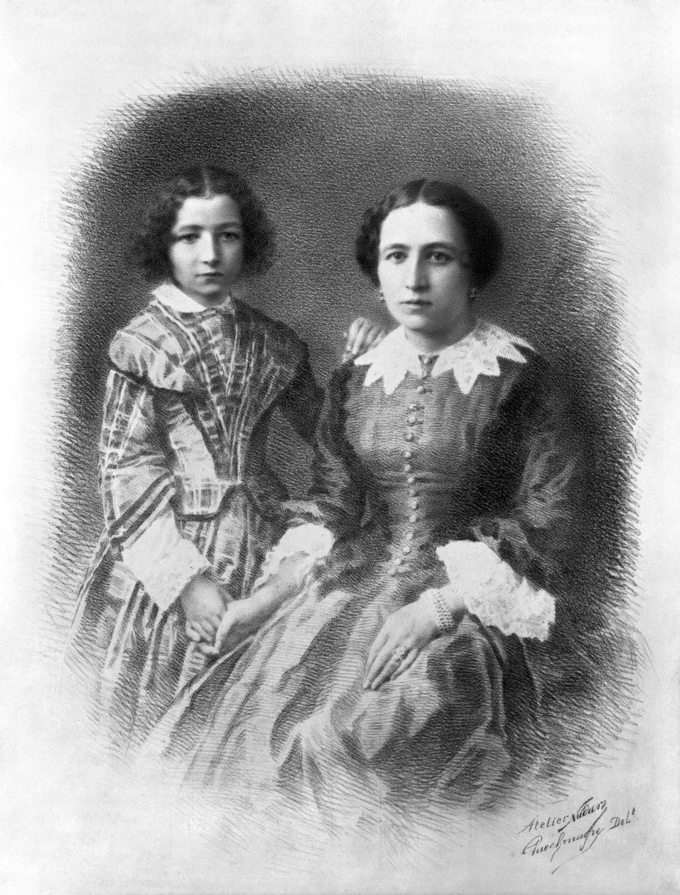 Sarah Bernhardt og hendes mor (1844-1923) af Nadar