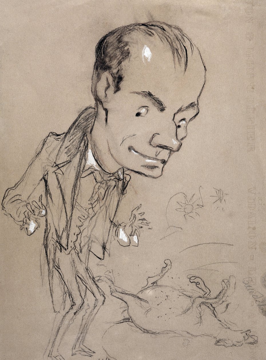 Baudelaire forbløffer foran en død hest og på ryggen. Repræsentation af Charles Baudelaire digter francais (1821-1867) af Nadar