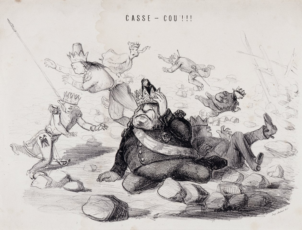 Dareneck!!! (Nakkebrud). Litografi af Gabriel Aubert, trykkeri i Paris, der udgiver avisen "La Caricature" af Nadar