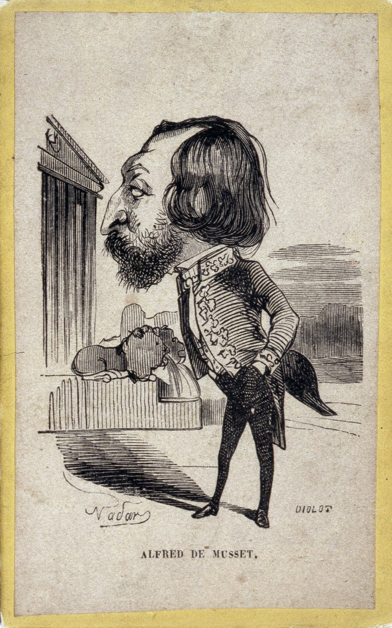 Portrætladning af Alfred de Musset (1810-1857), fransk digter og dramatiker. Tegnefilm af Gaspard Felix Tournachon dit Felix Nadar (1820-1910). af Nadar