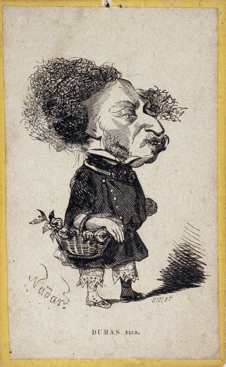 Portrætladning (portrætladning) af Alexandre Dumas Jr. (1824-1895), fransk forfatter. Tegnefilm af Gaspard Felix Tournachon dit Felix Nadar (1820-1910). af Nadar