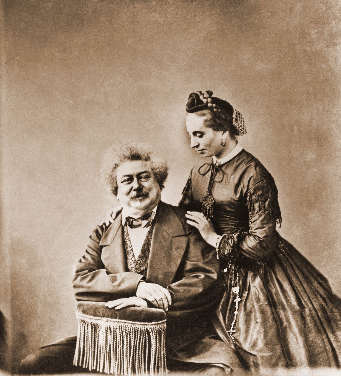 Portræt af Alexandre Dumas pere, romanforfatter 1802-1870 og hans datter Marie Dumas 1831-1878 (foto) af Nadar