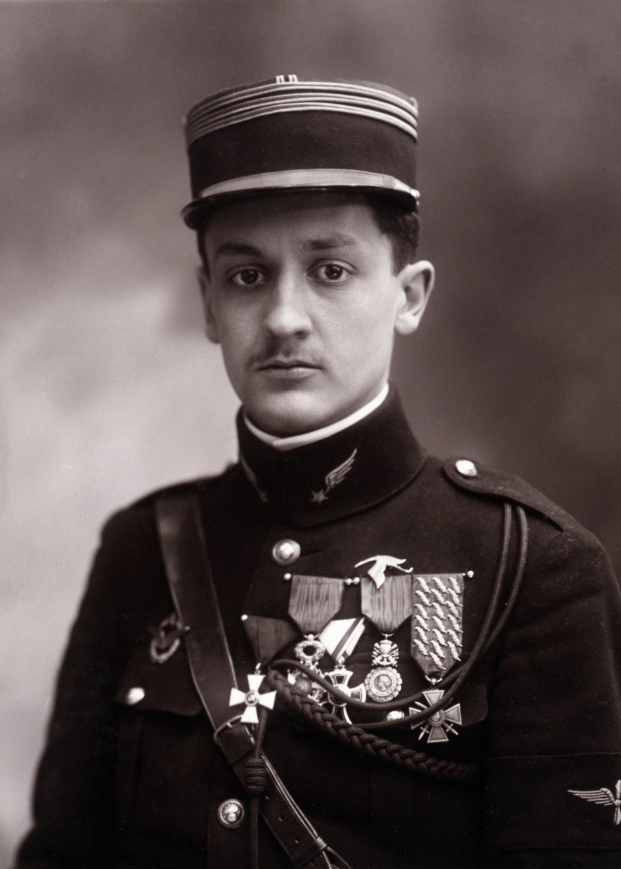 Portræt af Georges Guynemer (1894-1917), fransk krigspilot, der døde i Første Verdenskrig 1914-1918 (foto) af Nadar