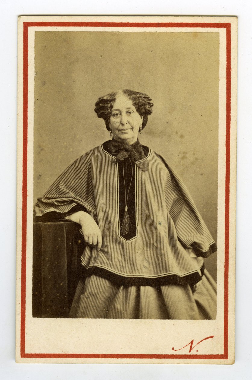 Portræt af forfatteren George Sand (1804-1876) (Aurore Dupin), baronesse Dudevant. Visitkort af Nadar