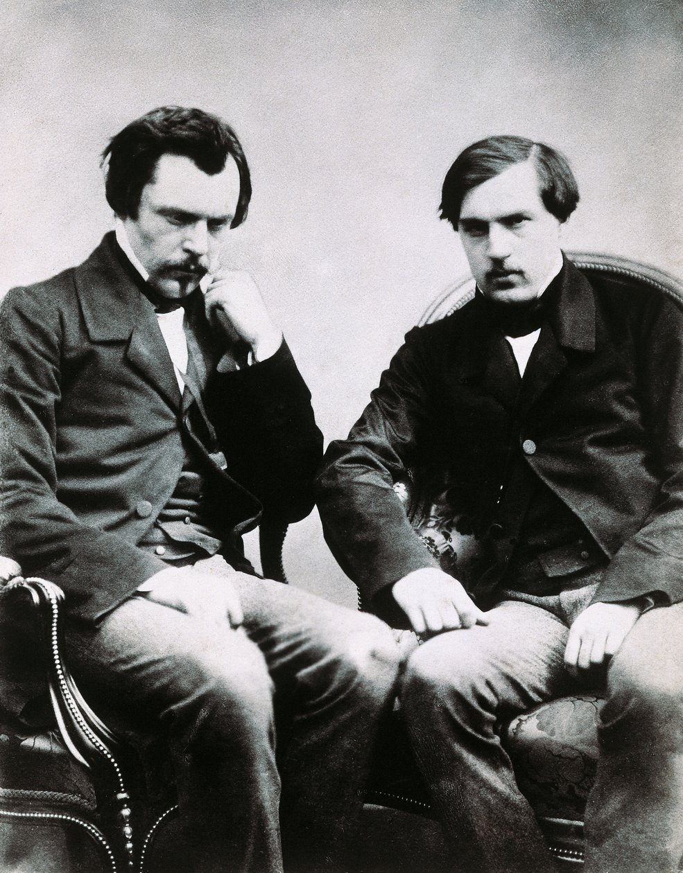 Brødrene Edmond de Goncourt (1822-1896) og Jules Huot de Goncourt (1830-1870), franske forfattere, Foto af Felix Nadar (1820-1910) af Nadar