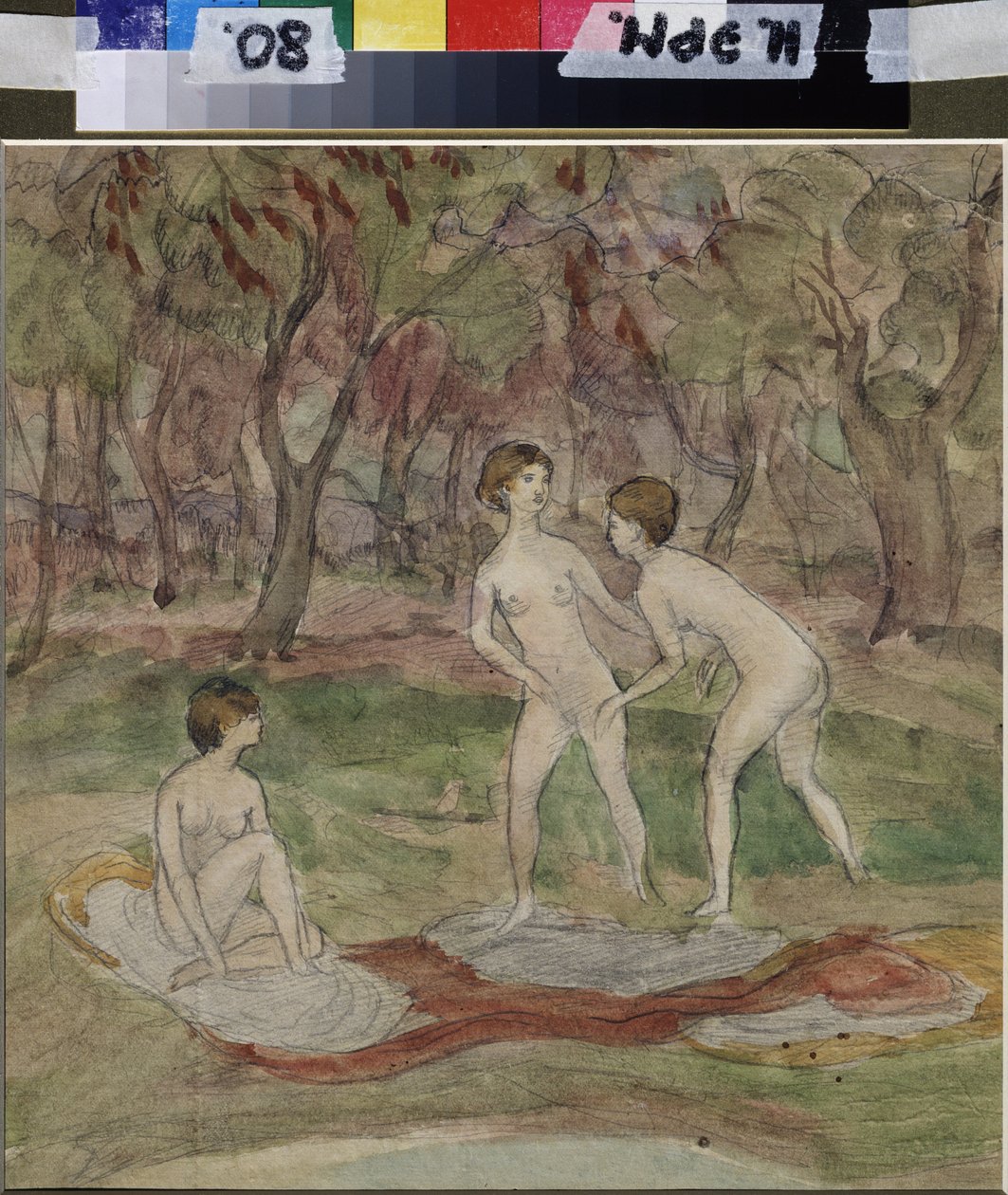 Badende. Værk af Nadezhda Sergeyevna Psishcheva (1881-1913), akvarel på papir af Nadezhda Psishcheva