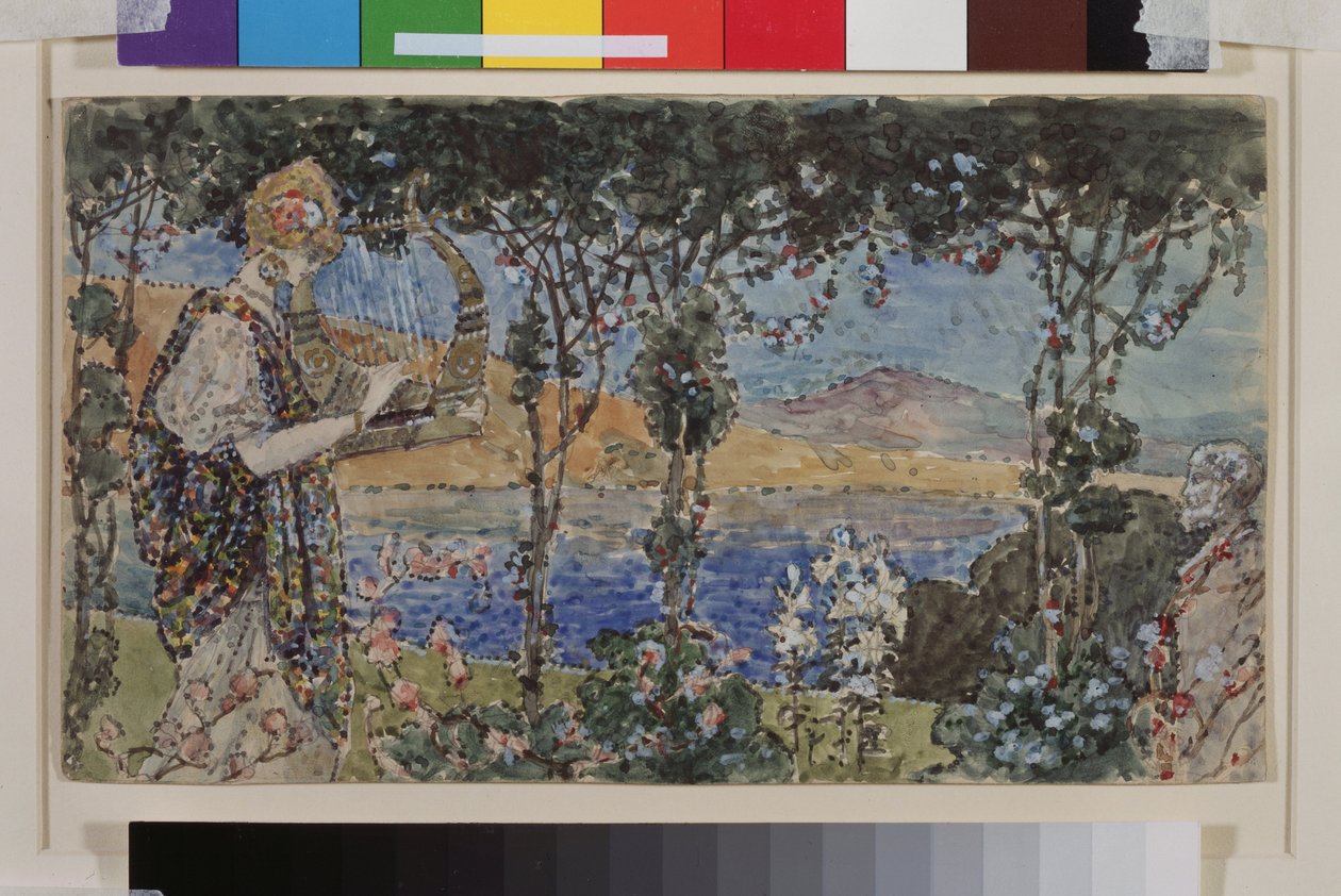Eventyr. Værk af Nadezhda Sergeyevna Psishcheva (1881-1913), akvarel og blæk på papir af Nadezhda Psishcheva