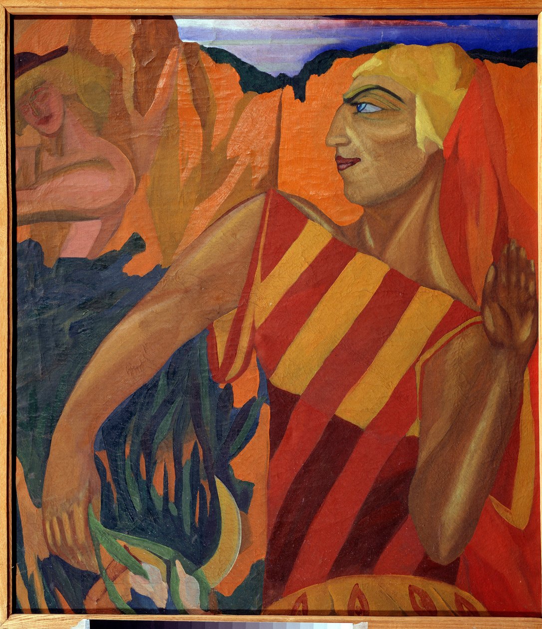 Medee - Kostumedesign til balletten The Golden Fleece (Medea. Costume Design for the Ballet The Golden Fleece) - Maleri af Nadhezhda Vladimirovna Lermontova (1885-1921), olie på lærred af Nadezhda Vladimirovna Lermontova