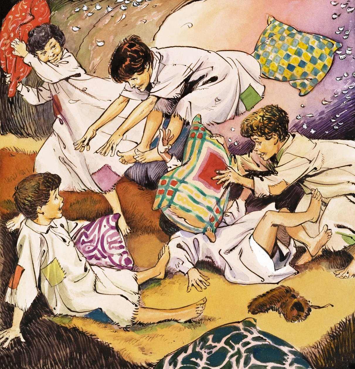 A Pillow Fight, illustration fra 