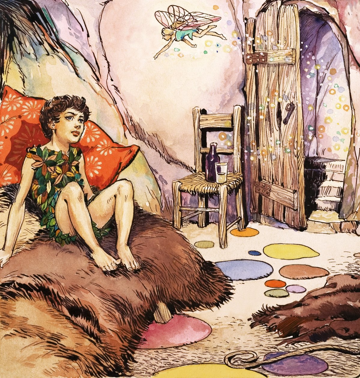 Peter Pan taler med Klokkeblomst, illustration fra 