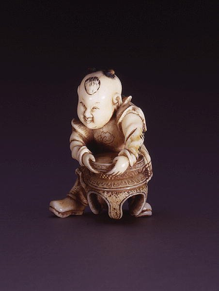 Netsuke, og dag c Chin g Akarako, ca. 1830 (Evory) af Nagahama Sokei