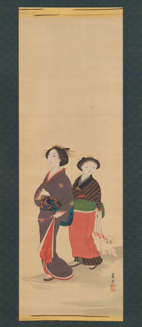 To kvinder og en hvalp, før 1785. af Nagasawa Rosetsu