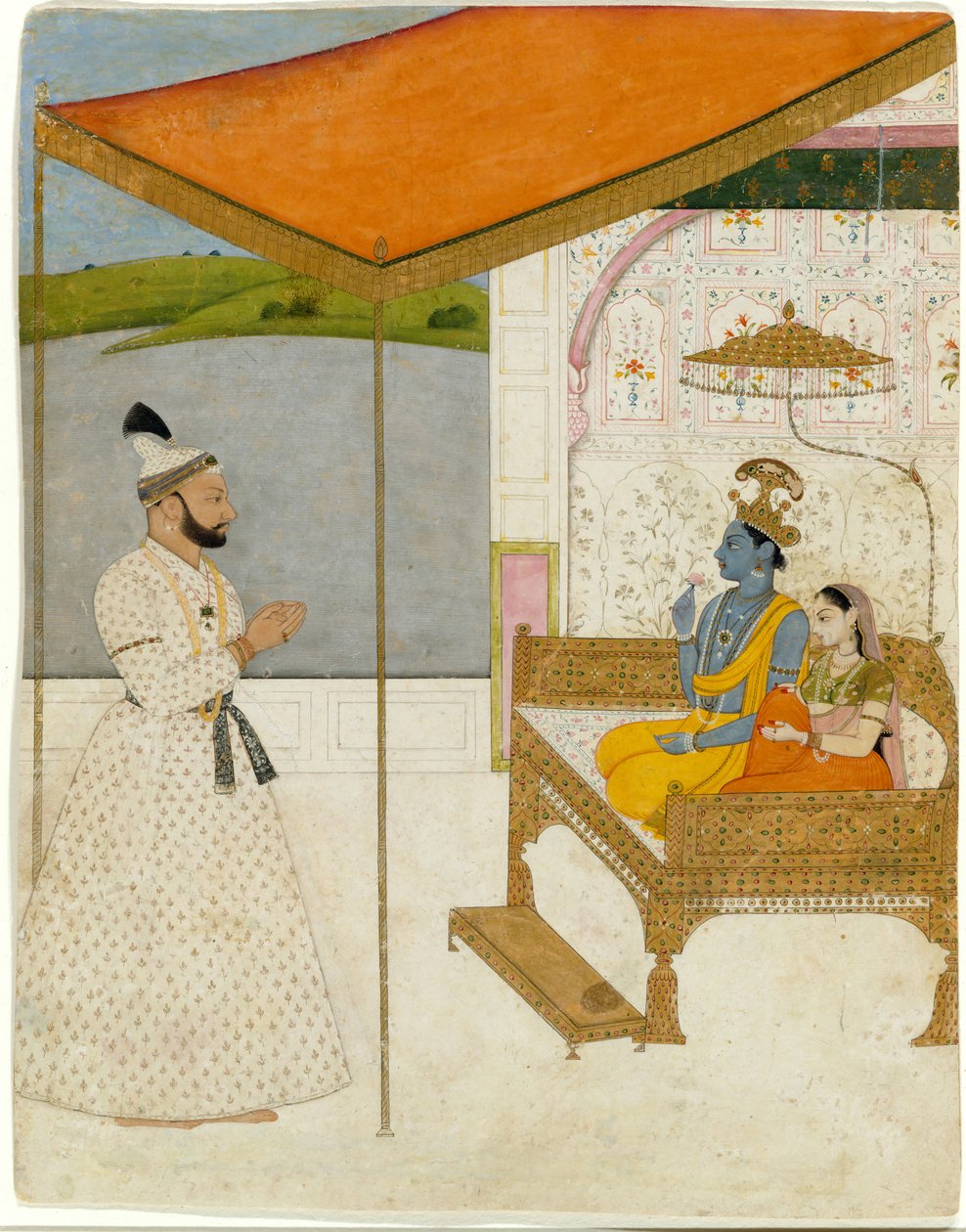 Raja Balwant Singhs vision om Krishna og Radha, ca. 1745-50. af Nainsukh