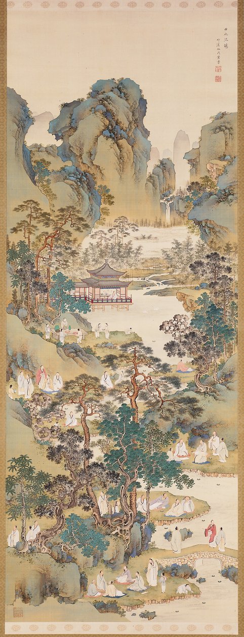 Poetry Gathering At The Orchid Pavilion (blæk, farve og gofun på silke) af Nakabayashi Chikkei