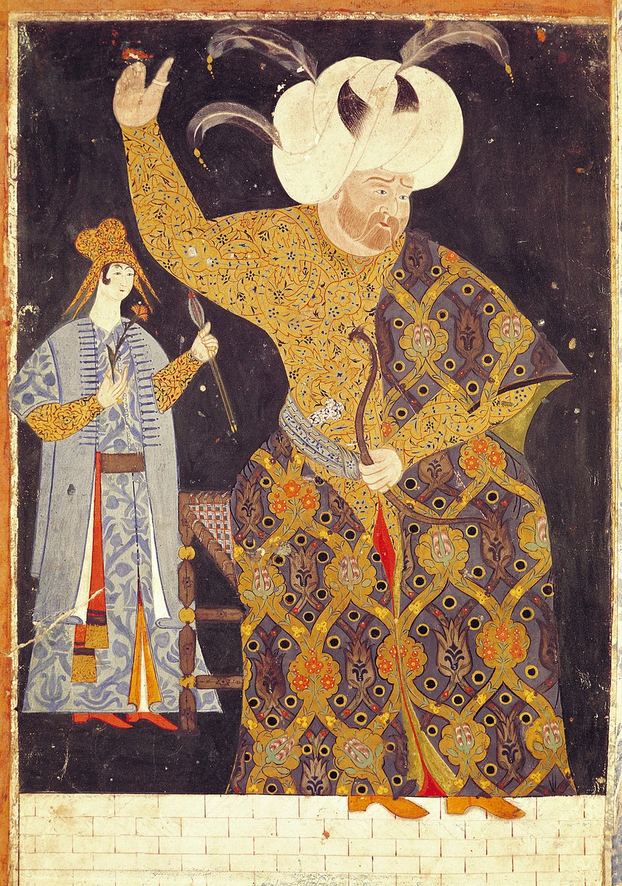 Portræt af Sultan Selim II (1524-74), der affyrer en bue og pil af Nakkep, called Nigari Reis Haydar