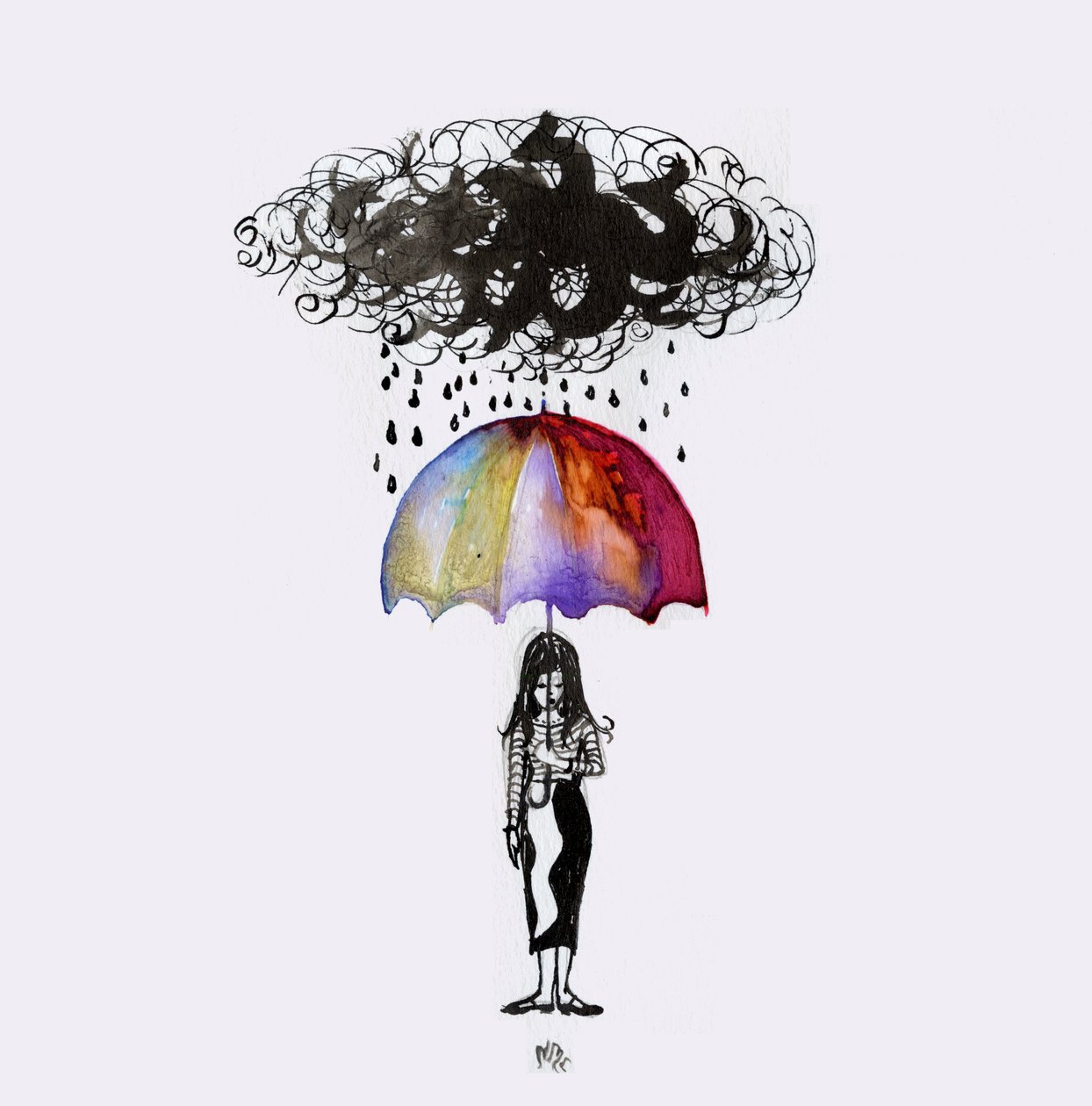 Black Cloud, 2017, (blæk på papir) af Nancy Moniz Charalambous