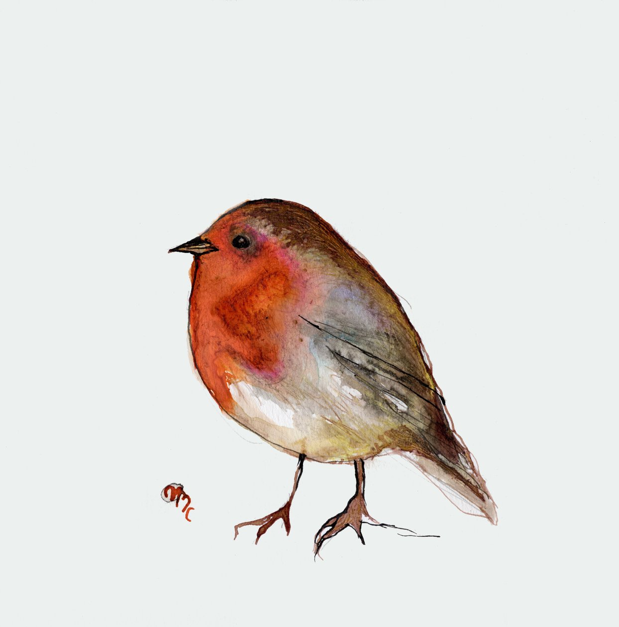 Fat Robin, 2017, (blæk på papir) af Nancy Moniz Charalambous