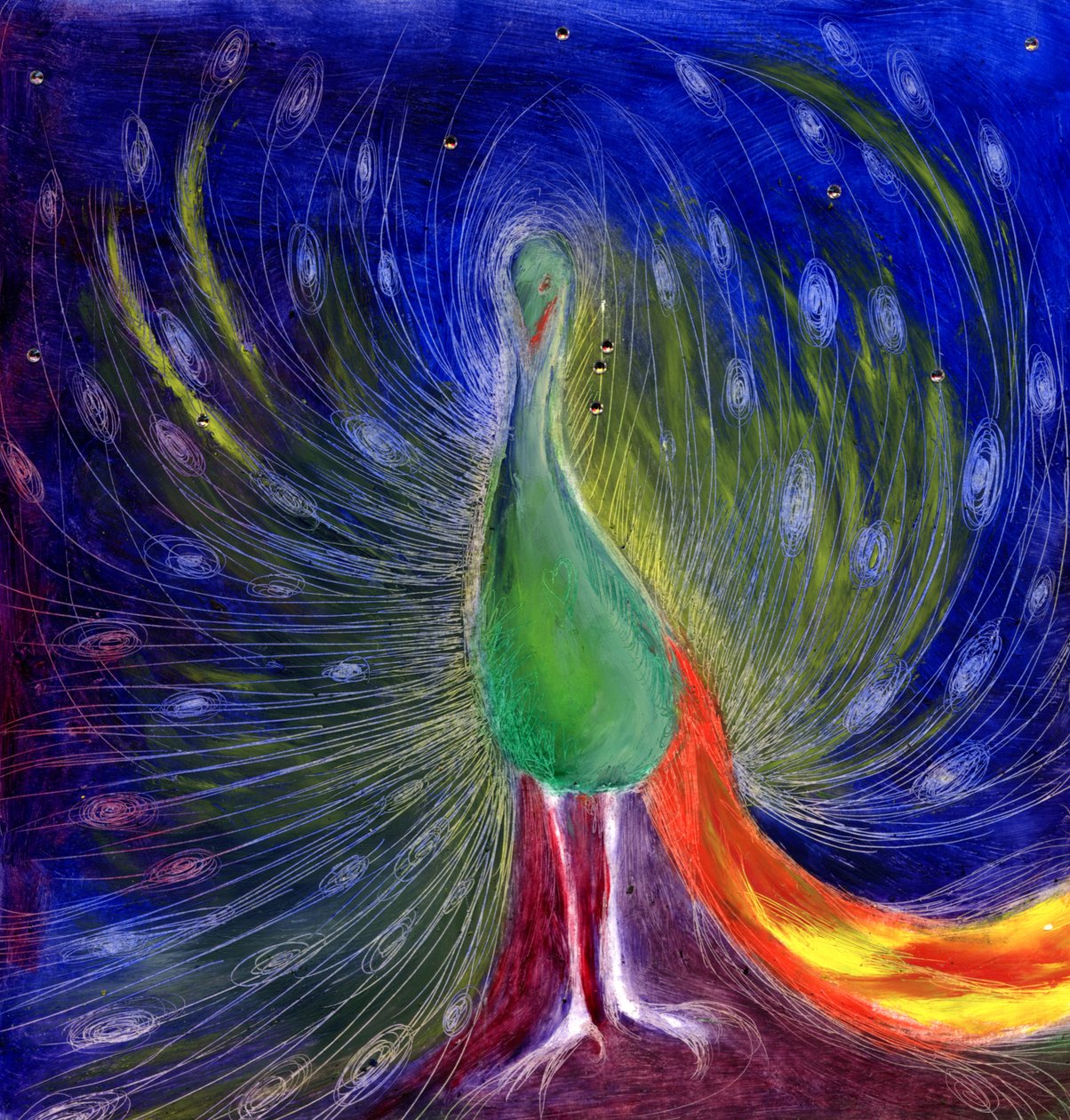 Night of Light, 2012, (olie og bladguld på kort) af Nancy Moniz Charalambous