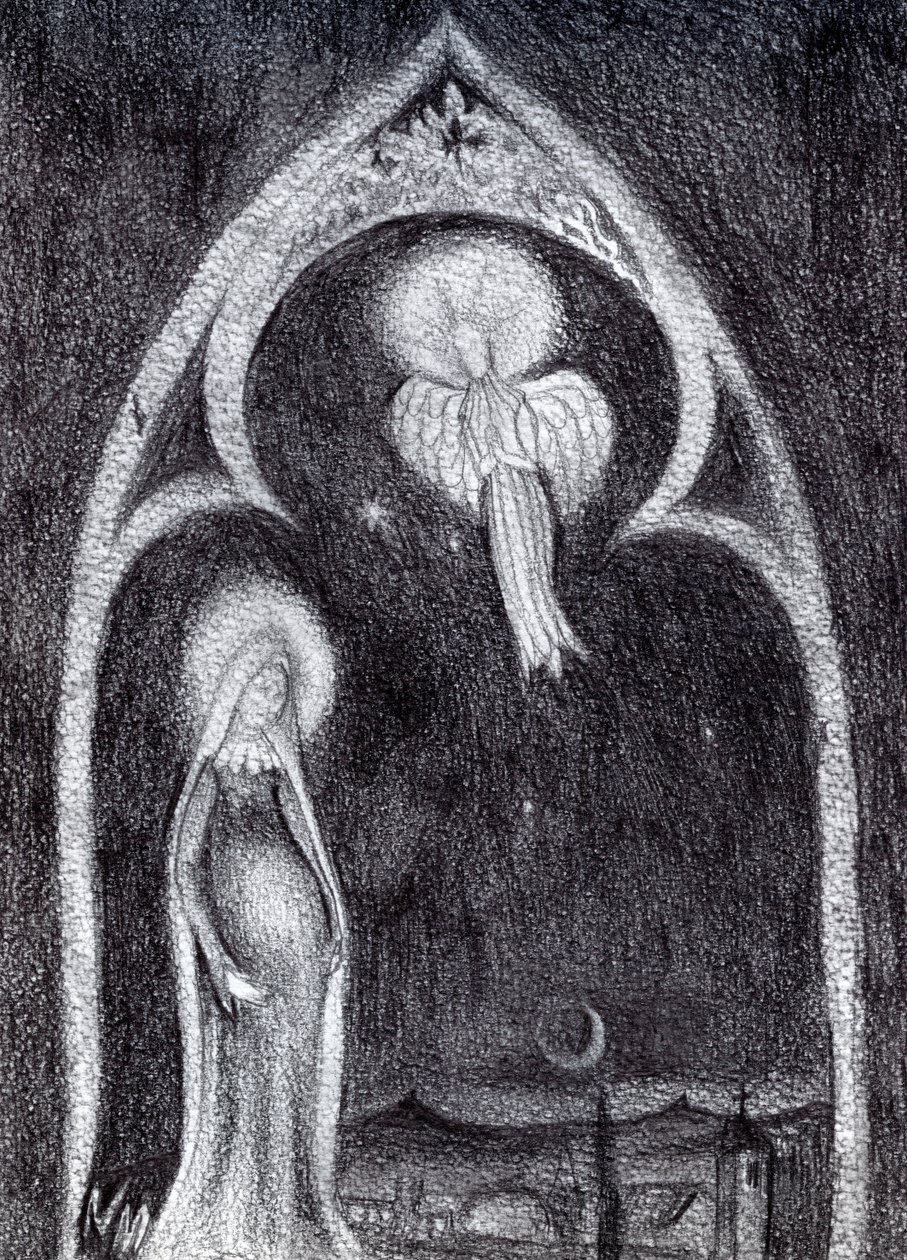 Angel Gabriel, 2015, (Graphite Pencil Study on card) af Nancy Moniz Charalambous