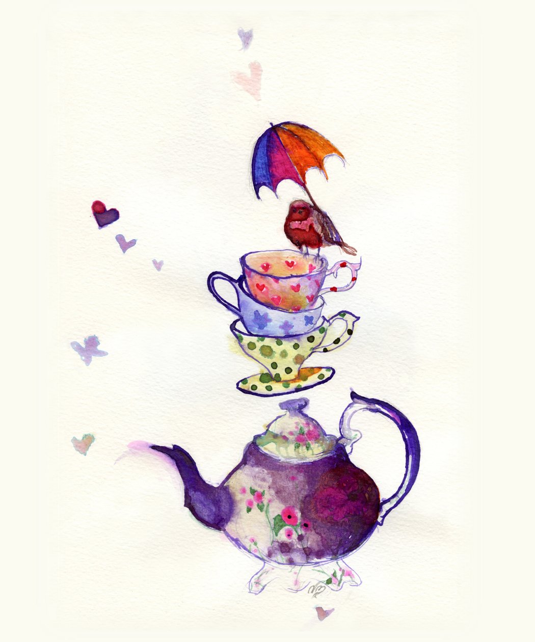 Little Tea bird, 2015, (blæk på papir) af Nancy Moniz Charalambous