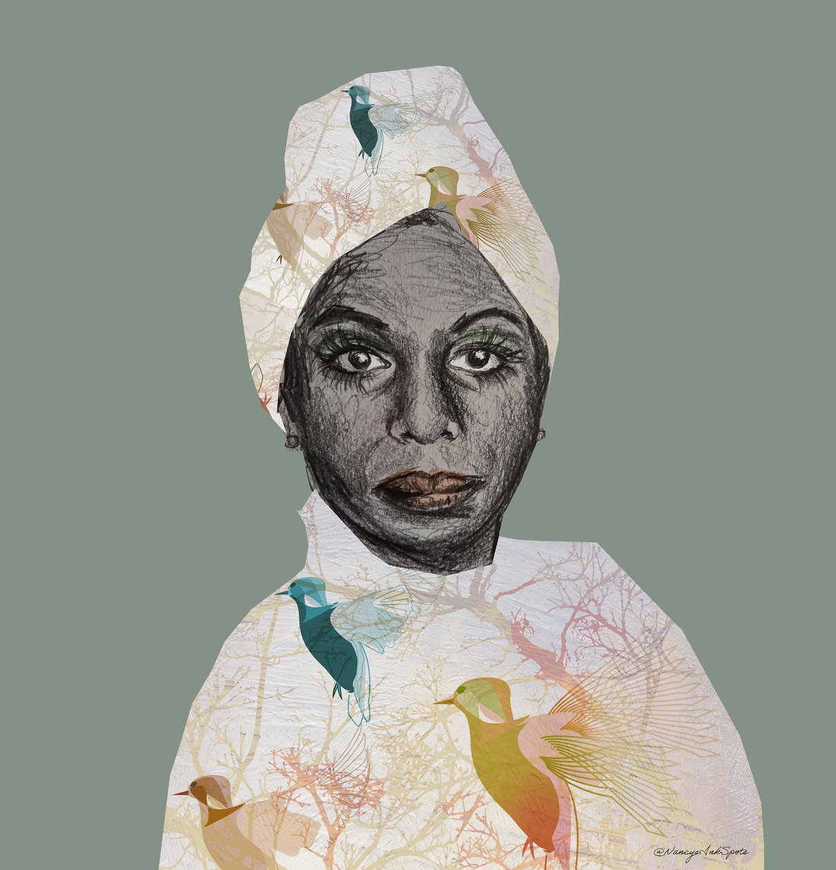 Nina Simone, 2022 (tegning) af Nancy Moniz Charalambous