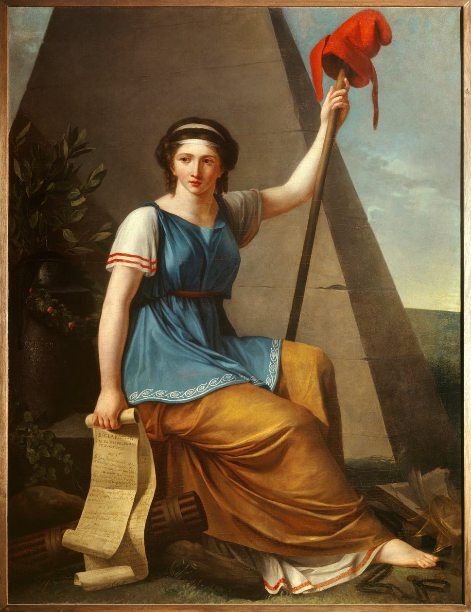 Liberte Allegorie de la Liberte som kvinde med frygisk hat. Maleri af Nanine Vallain (aktiv mellem 1785-1810) 1794 søn. 1,28 x 0,97 m af Nanine Vallain