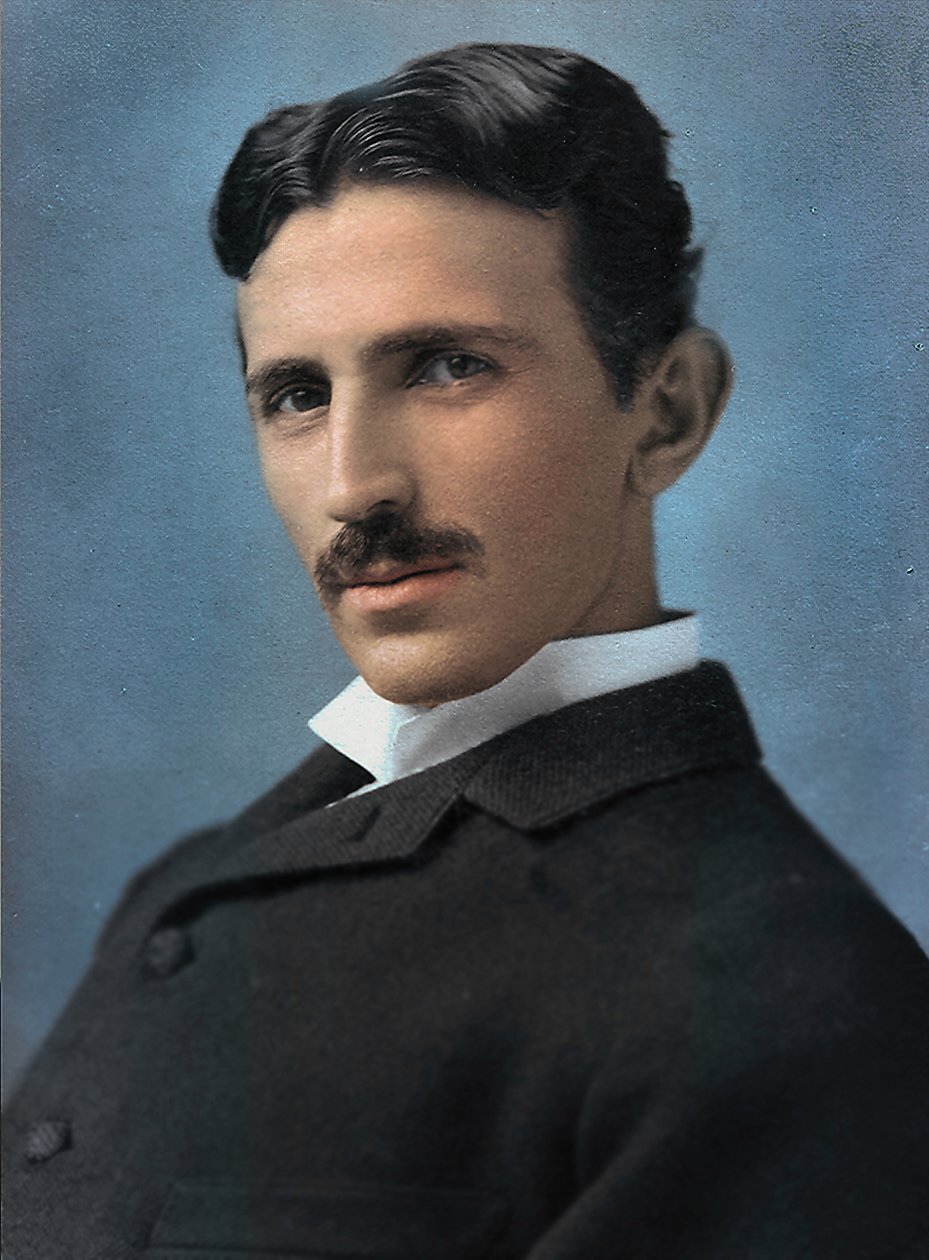 Portræt af Nikola Tesla, 1890 (håndfarvet foto) af Napoleon Sarony