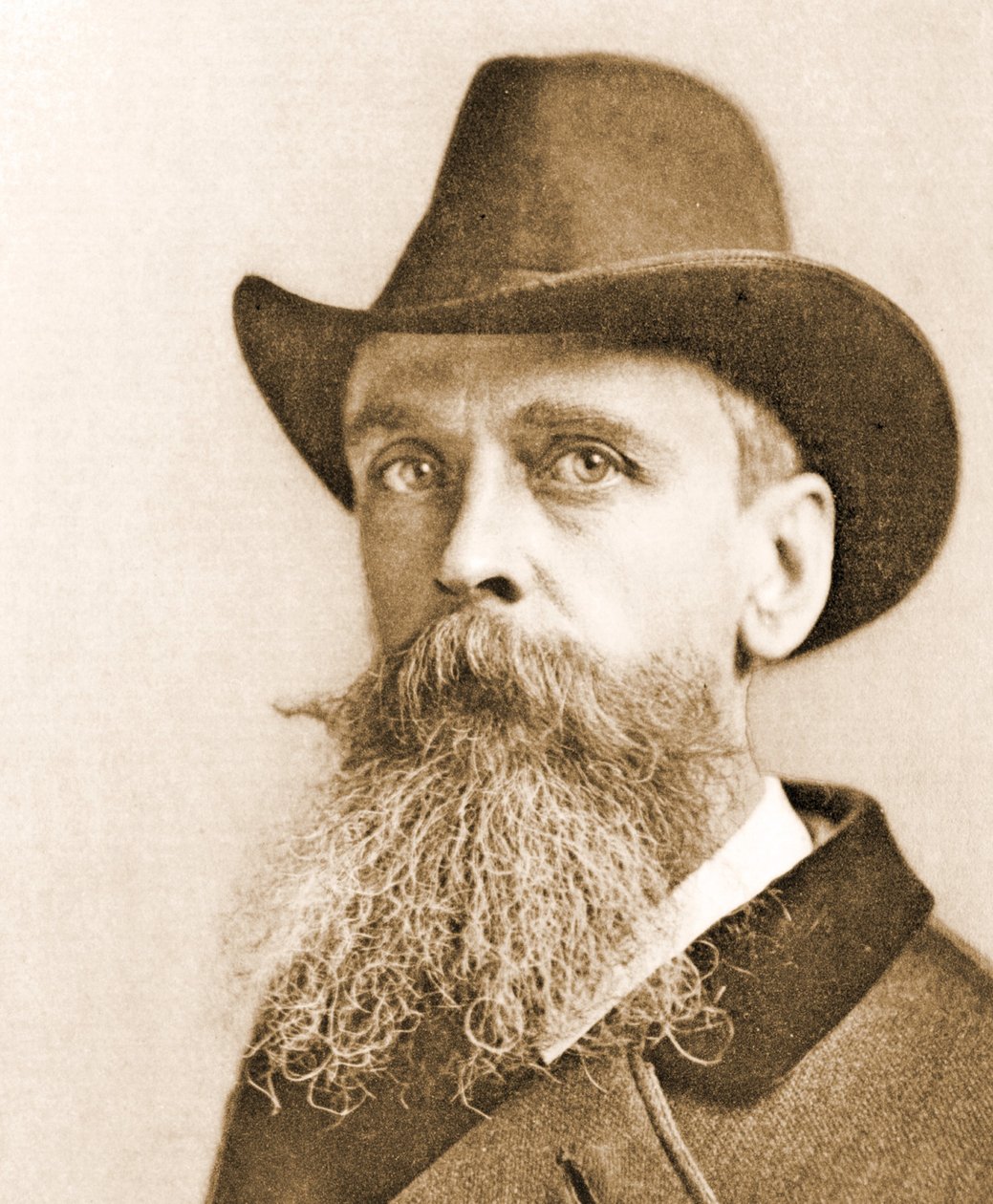 Portræt af Thomas Moran, ca. 1890 (sort-hvidt foto) af Napoleon Sarony