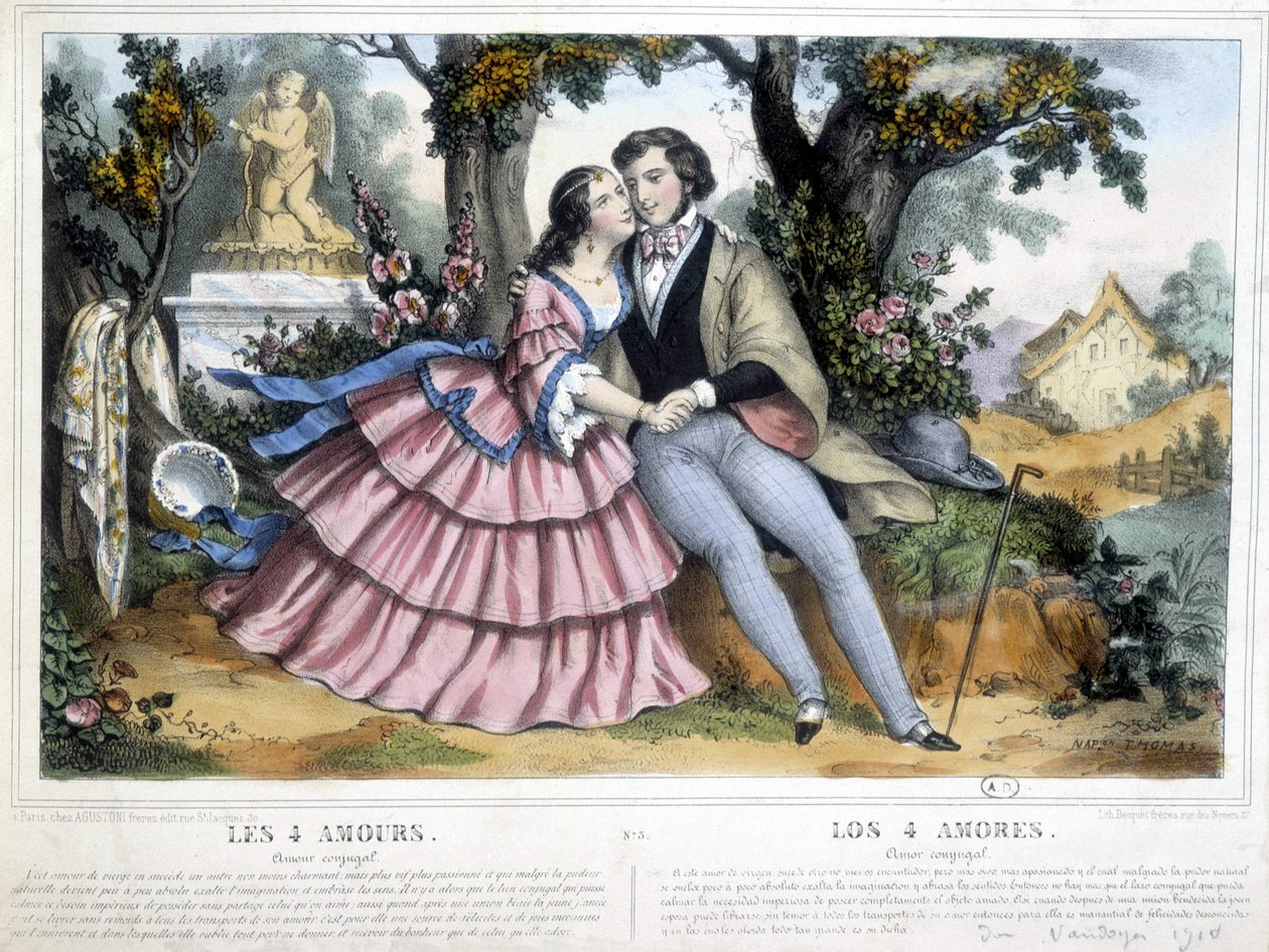 Par elskere: de 4 kærligheder - af Thomas, ca. 1852. af Napoleon (after) Thomas