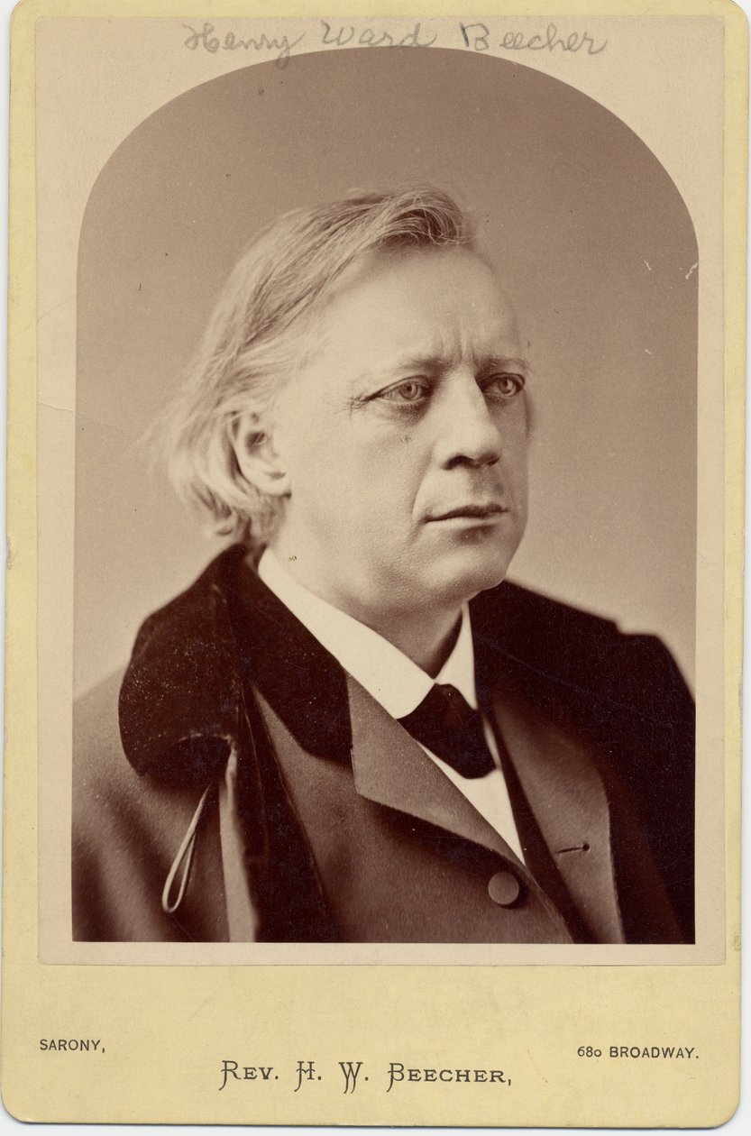 Henry Ward Beecher (1818-87), amerikansk præst og socialreformer (albumenfoto) af Napoleon Sarony