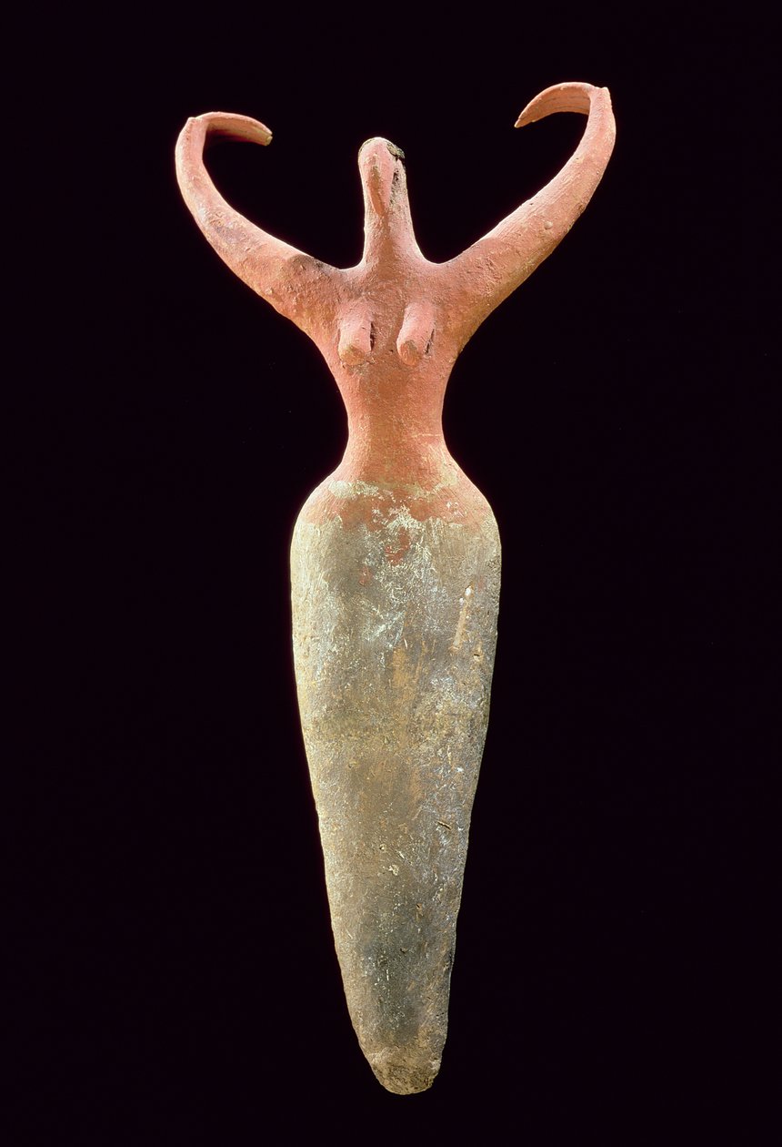 Kvindefigur, fra El Mamariya, ca. 3600-3500 f.Kr. (malet terracotta) (se 201160) af Naqada I Period Egyptian