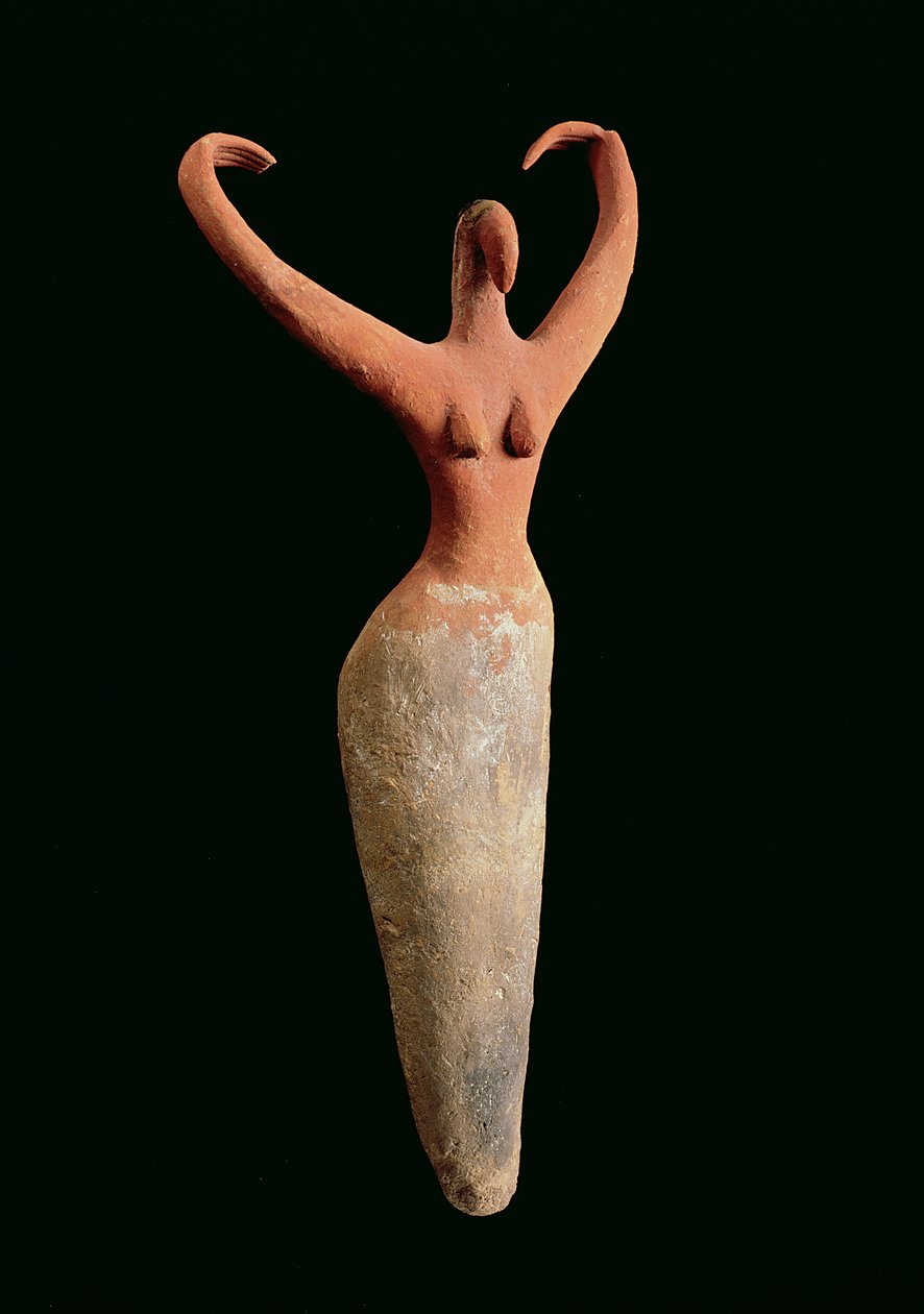 Kvindefigur, fra El Mamariya, ca. 3600-3500 f.Kr. (malet terracotta) (se 201159) af Naqada I Period Egyptian