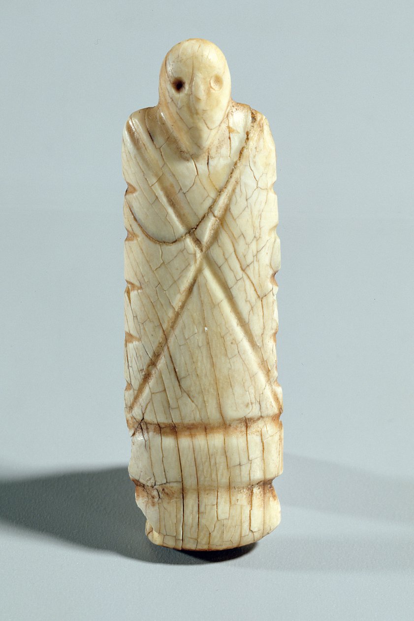 Figur af en skægget mand (elefant elfenben) af Naqada I Period Egyptian