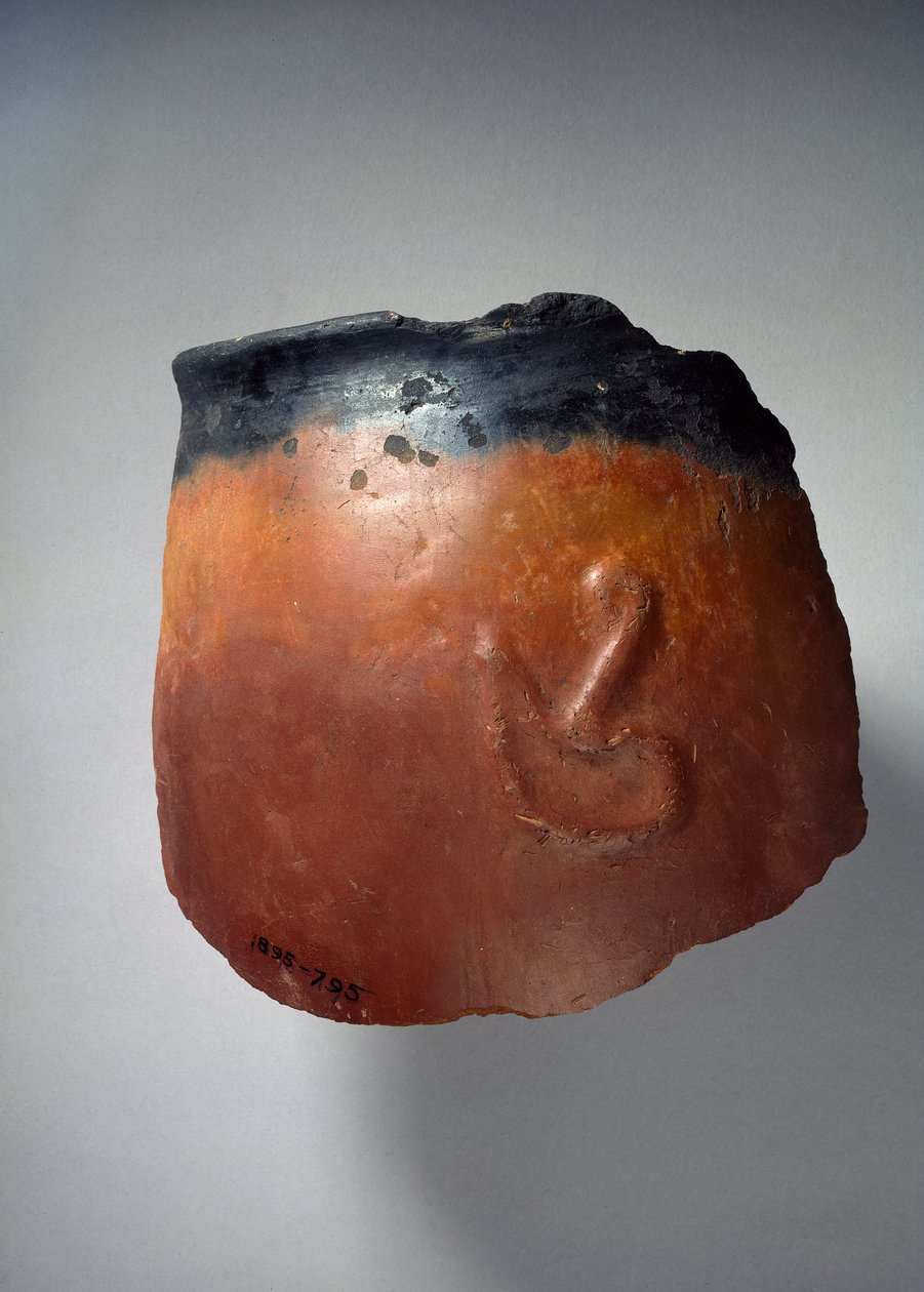 Potteskår, der viser Nedre Egyptens krone i relief, prædynastisk (keramik) af Naqada I Period Egyptian