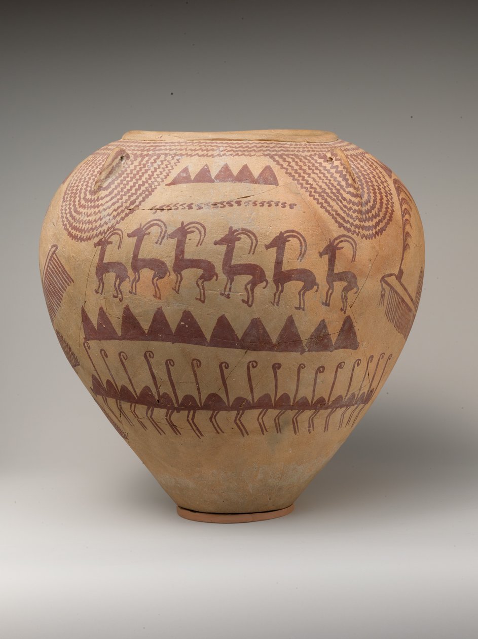 Ware Jar dekoreret med dyr (malet keramik) af Naqada II Period Egyptian