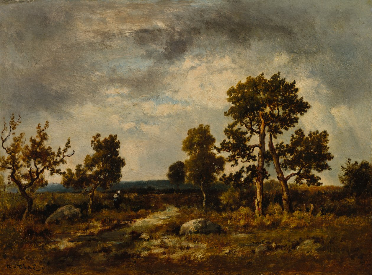 Sti nær Vipers-dammen, Fontainebleau-skoven af Narcisse Diaz de la Pena