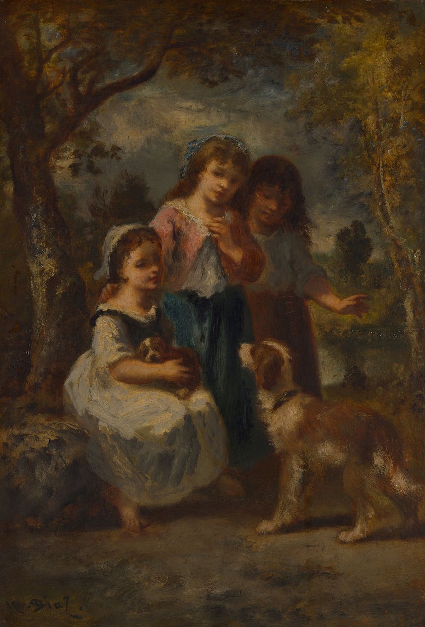 Tre små piger, ca. 1870 af Narcisse Virgile Diaz de la Peña