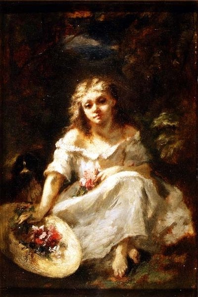 Pige med blomster af Narcisse Virgile Diaz de la Peña
