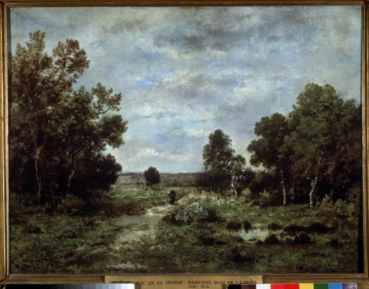 ""Efterårslandskab i Fontainebleau"" (Efterår i Fontainebleau) Maleri af Narcisse Virgilio Diaz de la Pena (1807-1876) 1872 Pushkin Museum, Moskva af Narcisse Virgile Diaz de la Peña
