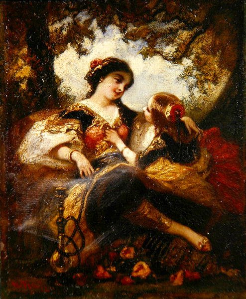 Tyrkisk mor og barn, ca. 1844-60 (olie på kompositionstavle) af Narcisse Virgile Diaz de la Peña